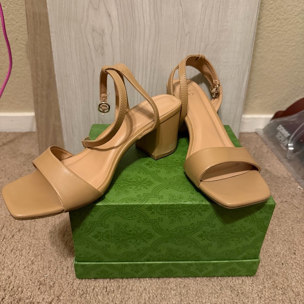 a new day Tan Block Heel Sandals